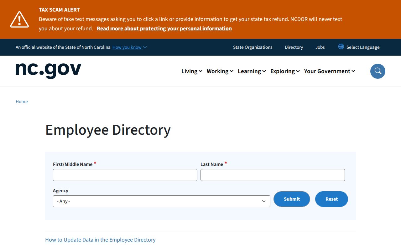 Shelby people directories view of the North Carolina employee directory